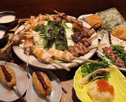 [Charcoal Grilled Chicken Course] 7 dishes including yakitori, raw meatballs, vegetable skewers, etc. ★ 3,000 yen (tax included) *Meal only