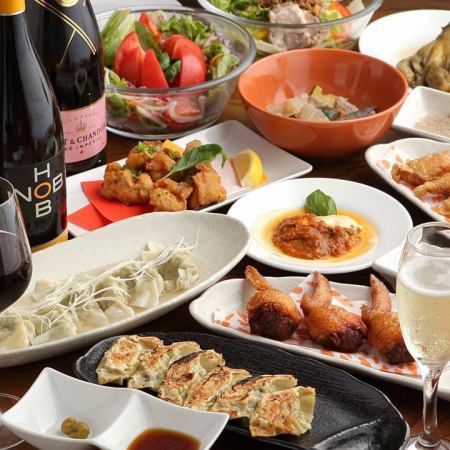 [Full of volume] A very satisfying course of 7 dishes including gyoza, hot pot, and karaage★ 2 hours all-you-can-drink included ⇒ 3500 yen