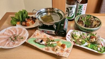 自慢のしゃぶしゃぶとコウネ料理や季節の旬彩料理がついた、地酒も《120分飲み放題付》8000円