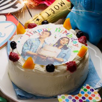 [包廂x生日]2.5小時照片列印蛋糕與豪華示範x彈性乳酪Aligo[無限暢飲]8種3300日元