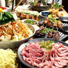 飲み放題付もち豚&地鶏の串焼きなど『もち豚のピリ辛鍋コース』