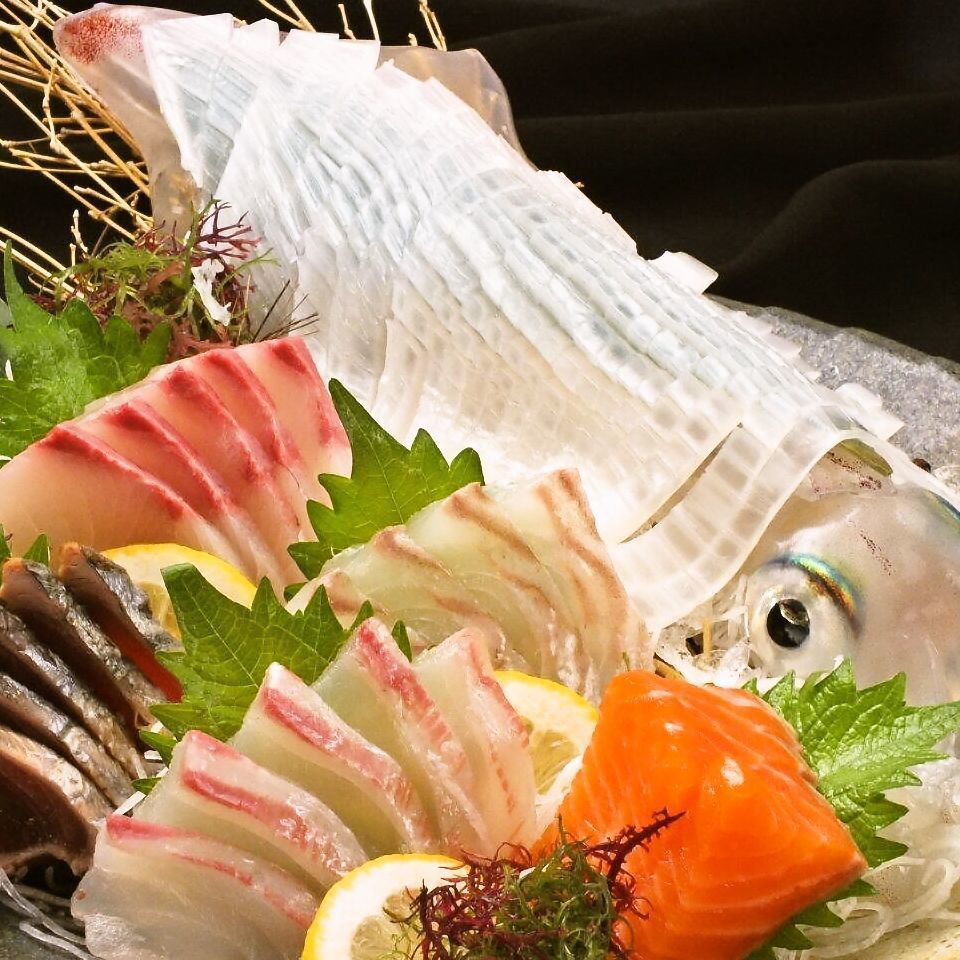 【全席個室】ヤリイカの活き造りや、料理長厳選の鮮魚を堪能！