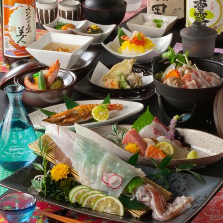 12/13～1/5◆活きイカ・寒鰤杉板焼き・選べる鍋「楓」コース【2時間飲み放題付き8品7000円】