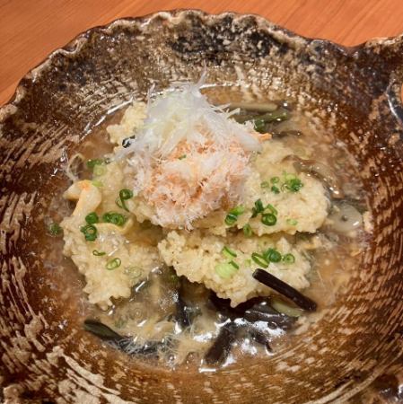 雪蟹野菜锅巴配日式浓酱汁