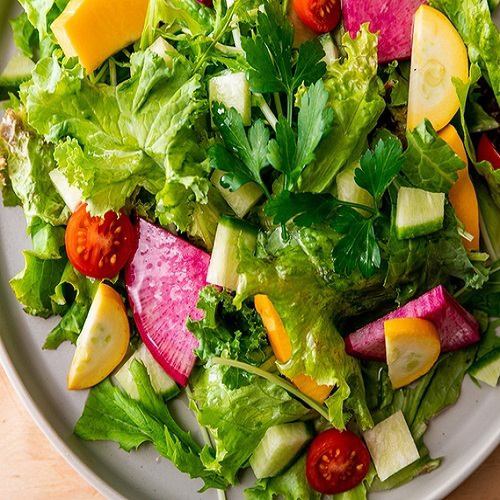 Colorful green salad with 7 kinds of vegetables