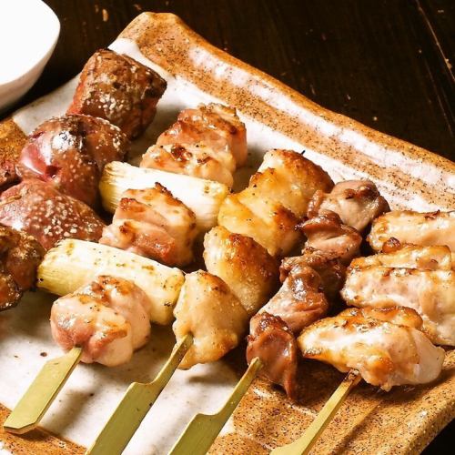 Assortment of five yakitori