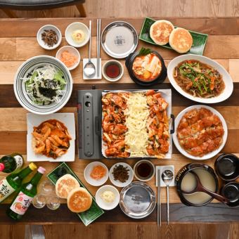 1【3時間飲み放題付】チーズタッカルビ食べ放題&本格韓国料理コース【4980円→3980円】