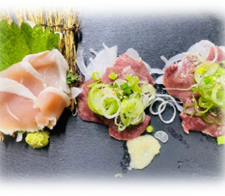 3 pieces of meat sashimi