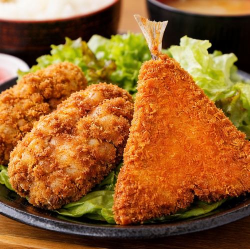 【平日限定】唐揚げ＋アジフライ定食（満足度No.1）