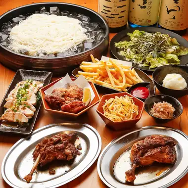 【2時間飲み放題付き】お手軽コース◆おやorひな骨付鶏肉や揚げ物などの全9品<税込3,500円>