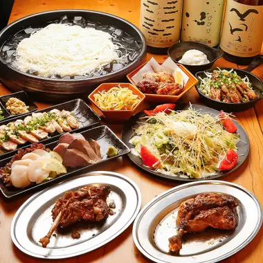 【2時間飲み放題付き】鶏づくしコース◆骨付鶏おやorひな、棒棒鶏など全8品<税込4,000円>
