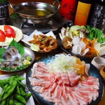 【歓送迎会に！】食欲そそる和豚もち豚しゃぶしゃぶコース2時間飲み放題付き料理7品5000円(税込)