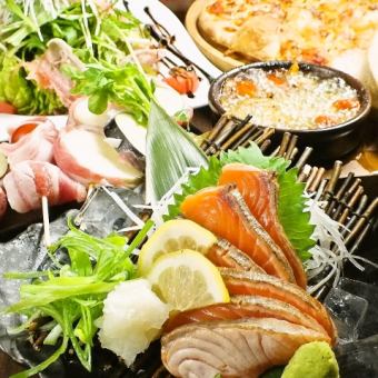 120 minutes of all-you-can-drink ★ "Popular Spring Course" with 10 dishes including 5 kinds of sashimi with Sakuradai and steamed clams in sake for 3,980 yen (tax included)