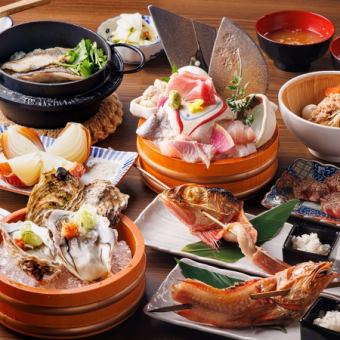 150 minutes all-you-can-drink luxury course with grilled kinki, duck and onion skewers, and rock oysters