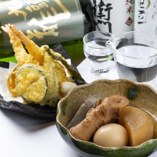 We pride ourselves on not only soba, but also crispy tempura and oden made with homemade dashi stock. Perfect for a quick drink or a party.