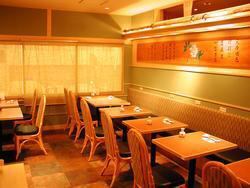 <p>At the tables you can enjoy a meal with friends or family.</p>