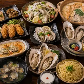 【3時間飲み放題付】『贅沢牡蠣コース』牡蠣尽くし◎全10品7000円⇒6000円（税込）