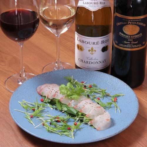 White fish carpaccio delivered directly from Hiratsuka Fishing Port!