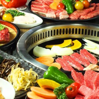 ★烤肉自助餐（68種）★ 包含無限暢飲的Yokubari套餐所有飲料4500日圓→4200日圓（含稅）