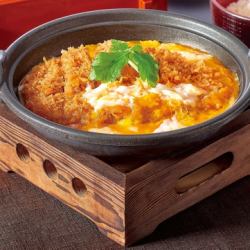 Katsu-nabe set meal with chawanmushi (savory egg custard)