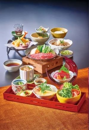 【お料理のみ】お刺身や天ぷらなど和食の醍醐味を揃えた贅沢なコース『嵯峨味 梅コース』