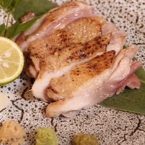 Seared freshly slaughtered Tamba chicken from Hyogo Prefecture