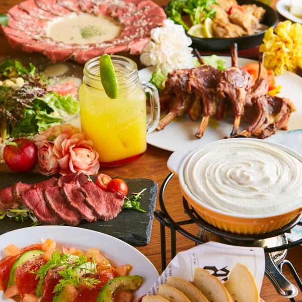 The girls-only gathering course is a great deal ♪ Popular! Korean girls-only gathering and roast beef cheese tower girls-only gathering with all-you-can-drink for 3000 yen