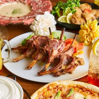 [Popular with women: Kawaraya Western-style course] {Unlimited drinks x 6 dishes for 5,000 yen} Lamb on the bone and other luxurious dishes!