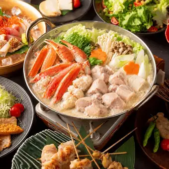 11月【『忘年会』 豪華海鮮と厳選牛の饗宴コース】《3H飲み放題×9品6000円》ズワイ蟹白湯鍋など