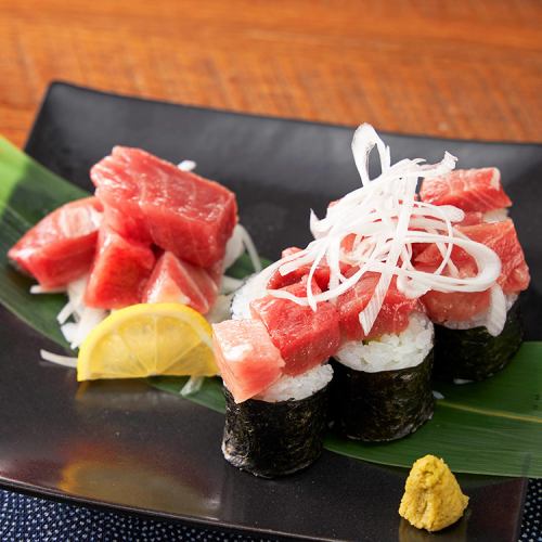 Assortment of bluefin tuna sashimi and sushi