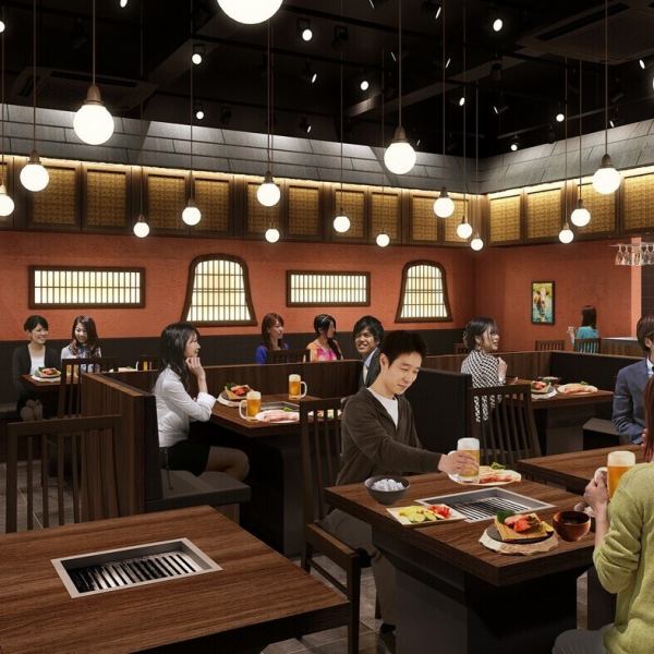 The spacious restaurant is equipped with comfortable table seating, allowing everyone to enjoy their meal in comfort.Enjoy A5 rank Japanese Black Beef to your heart's content while relaxing with friends and family in a relaxed atmosphere.