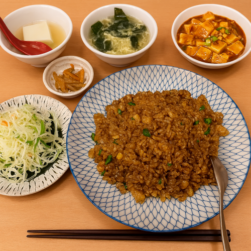 当店に人気の豚肉黒炒飯から麻婆豆腐などなど様々ご用意