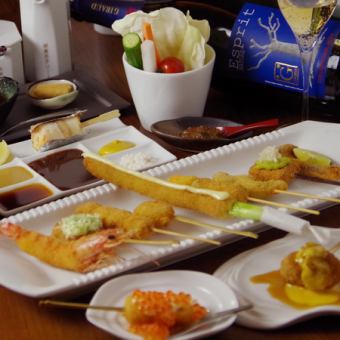 炸串冲煮料理《福六重套餐 特别串炸鱼子酱炸串12种》