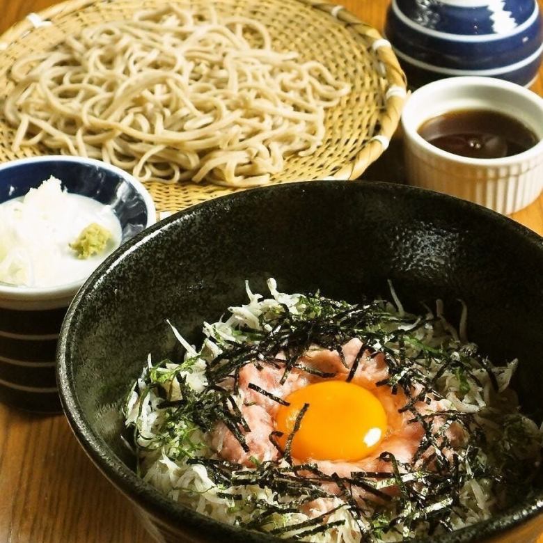 Green onion toro shirasu bowl + handmade soba noodles