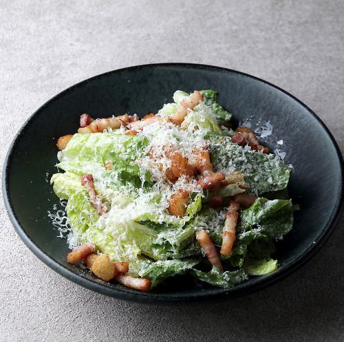 Caesar salad with pancetta cotta and romaine lettuce