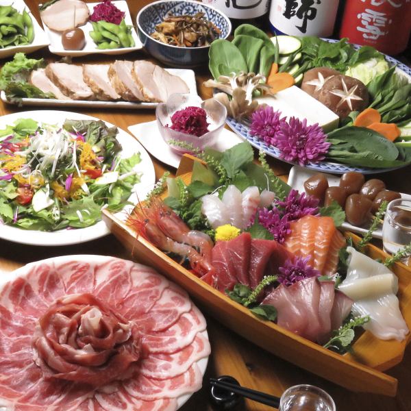[Pork x Nigori Sake]您可以充分享受70多種直接使用山形縣食材製成的日本清酒和菜餚的♪