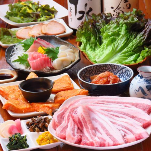 にごり酒、どぶろくとの相性抜群！【平牧三元豚サムギョプサル】