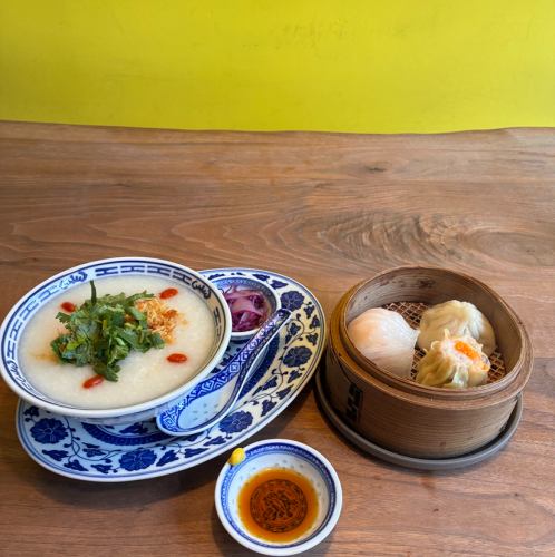 中華粥と点心