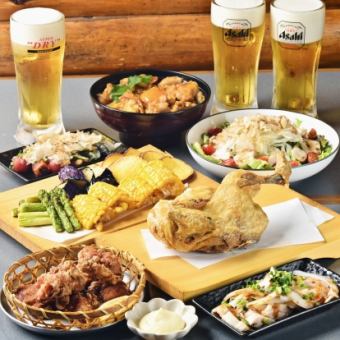 Whole Chicken Fujiya Enjoyment Course 3 hours all-you-can-drink 7 dishes including half fried Daisen chick and fried Daisen chicken 6,600 yen → 5,500 yen