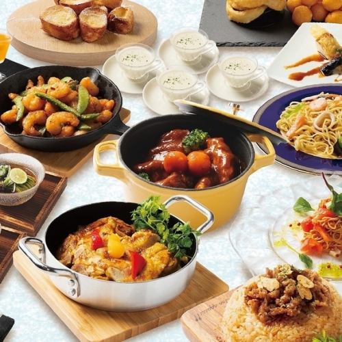 ランチタイムは「ビュッフェスタイル」時間無制限！