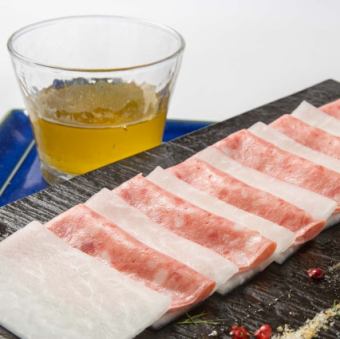 冬大根とソフトサラミのカルパッチョ~香草塩レモンのヴィネグレット