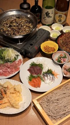蕎麦出汁豚しゃぶ葱だく鍋コース7品 3500円(税込)※飲み放題なし