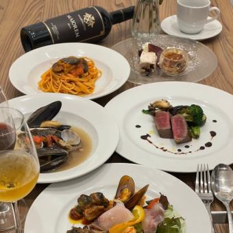 【飲み放題付きコース！】2時間飲み放題！銘柄豚や魚介のパスタなどが選べる全6品8800円(税込)