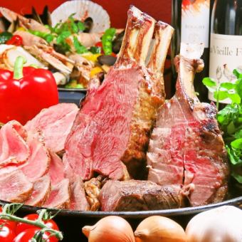 【肉食套餐】包括3種羊肉、信州豬肉、烤牛肋排等♪6種8種6,000日圓