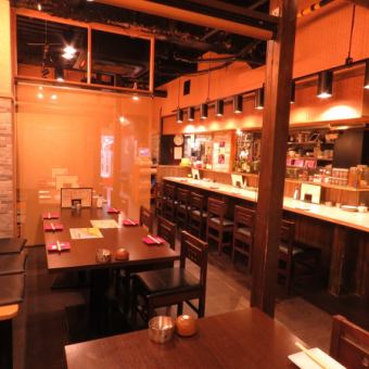 The table seats, which are easy to use, have a semi-private room style with noren! You can spend a relaxing time because you don't have to worry about the neighbors! You can use it in various scenes such as.Please come and enjoy the hearty [Laughing Sakiya Hanabi] cuisine! [Kurashiki / Okayama / Izakaya / Private room / Banquet]