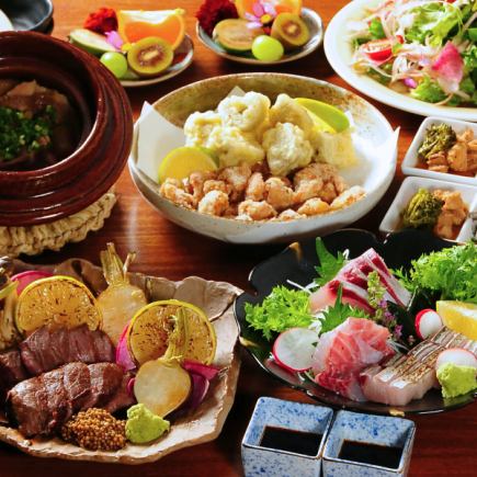 【MON.コース2980円】なにわ黒牛塊肉の炭火焼き・名物土鍋ごはんなど全７品