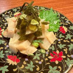 유기 생 고구마 사시미의 식초 된장