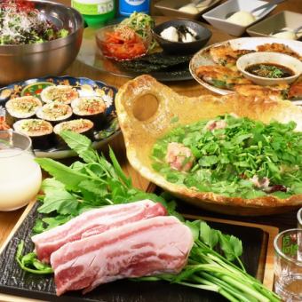 【現在韓国で大ブーム！ミナリ料理が楽しめる贅沢コース◎】飲み放題付（全7品）5000円（税込）
