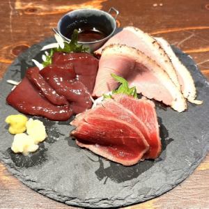 Assortment of 3 types of meat sashimi