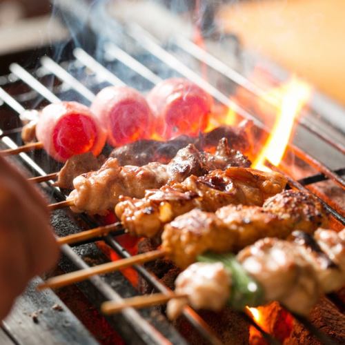 炭火で焼きあげた焼き鳥！一本90円～ご用意☆